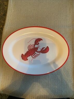 Coastal Red Lobster Melamine Oval Serving Platter - White and Red